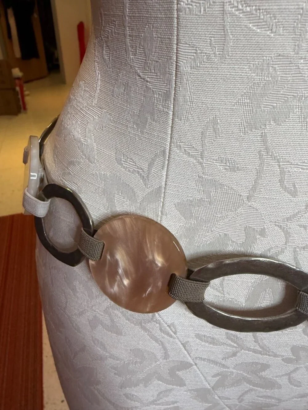 Suzi Roher Womens Silver Tone Discs Bohemian Circle-link Waist Belt OS Vintage